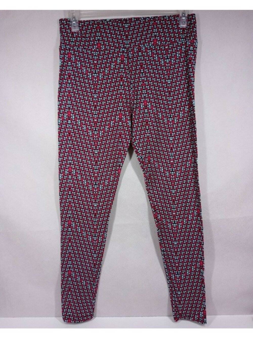 New LuLaRoe Tall & Curvy Leggings Light Blue & Pink With Tiny Triangles Design